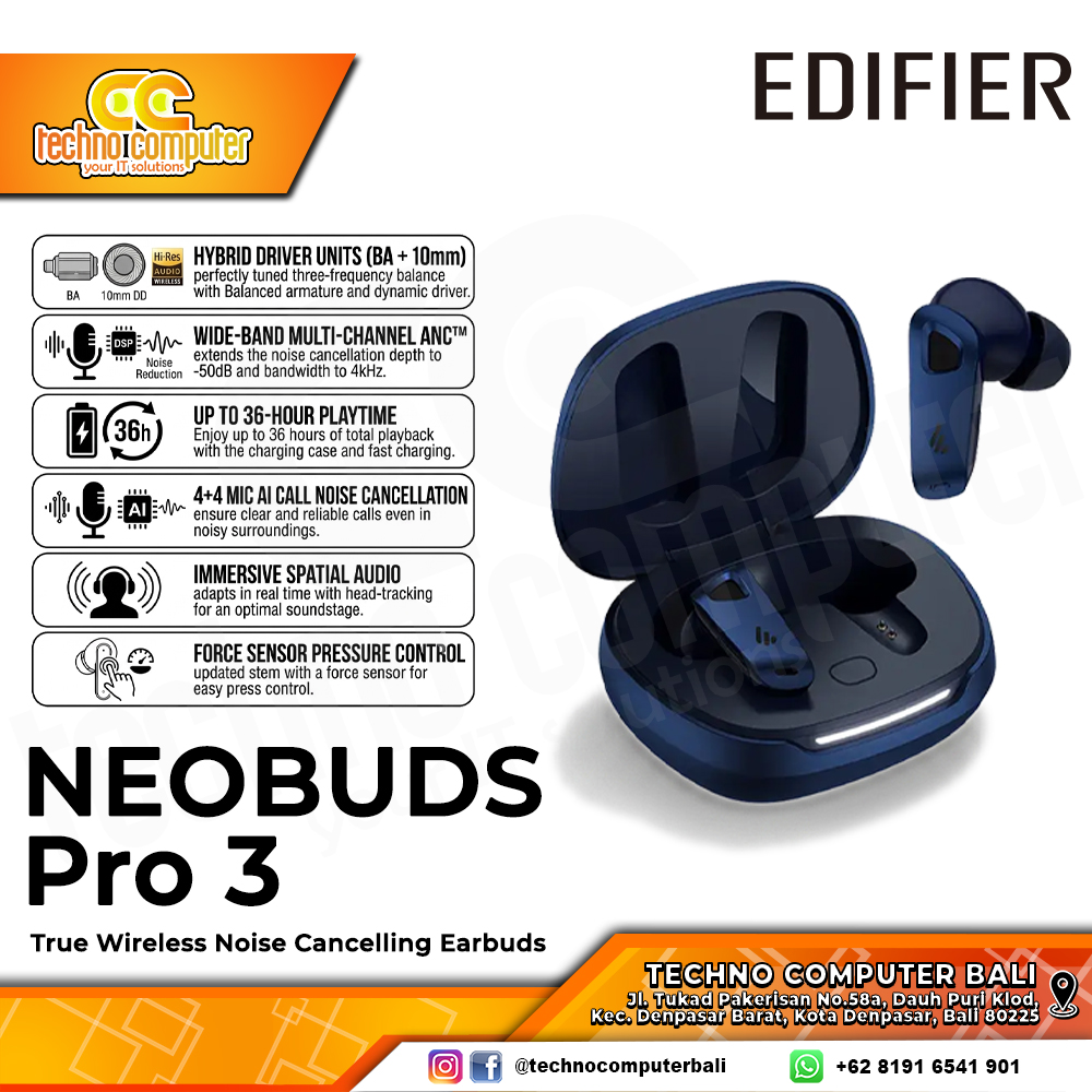 EARPHONE TWS EDIFIER NEOBUDS Pro 3 True Wireless Earbuds with ANC Blue - Earphone Wireless