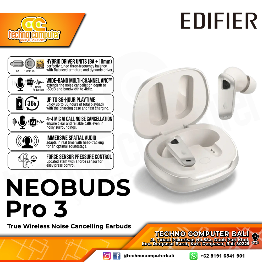 EARPHONE TWS EDIFIER NEOBUDS Pro 3 True Wireless Earbuds with ANC Starlight - Earphone Wireless
